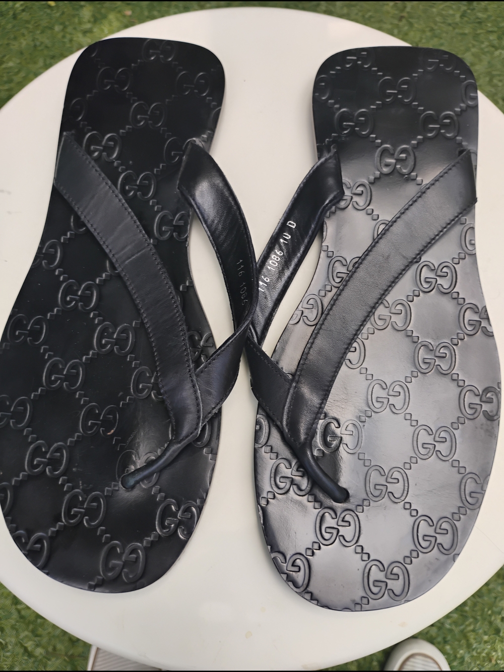 Tom Ford For Gucci Rare Black Embossed GG Leather Flip Flops